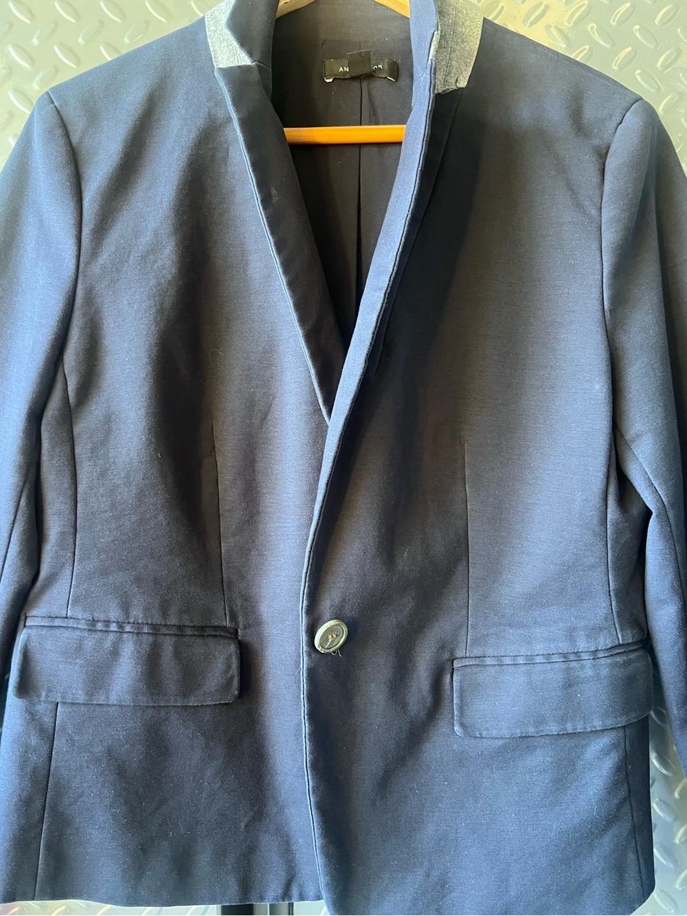 Ann Taylor Navy Contrast Collar Fitted Blazer – Size 12 (Runs Small) - Picture 1 of 3